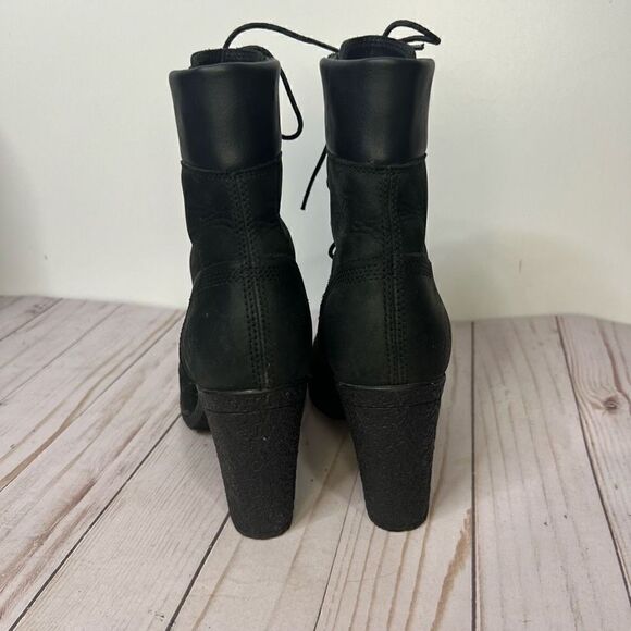Timberland Glancy Earthkeepers Black Leather Heeled Boots - Picture 7 of 12